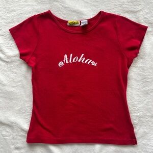 Vintage Red Aloha Tee Short Sleeve Vintage Hawaii Size Small Medium